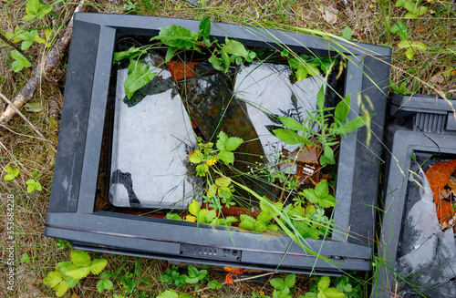 Broken TV in the forest
