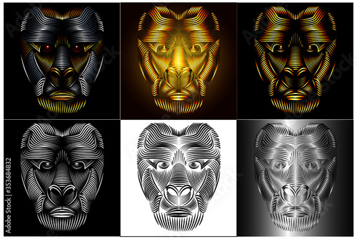 gorilla  vector line art for t-shirt or logo designs