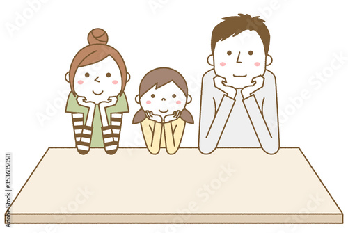 頬杖　家族　二世代