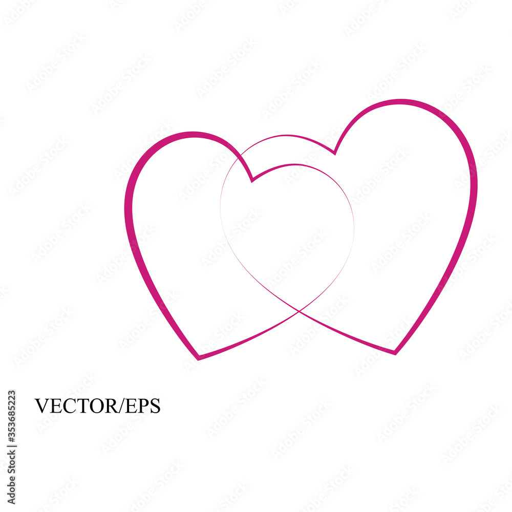 Two hearts  Vector,editable stroke vector illustration eps10