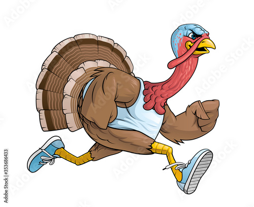 Cartoon turkey runner character