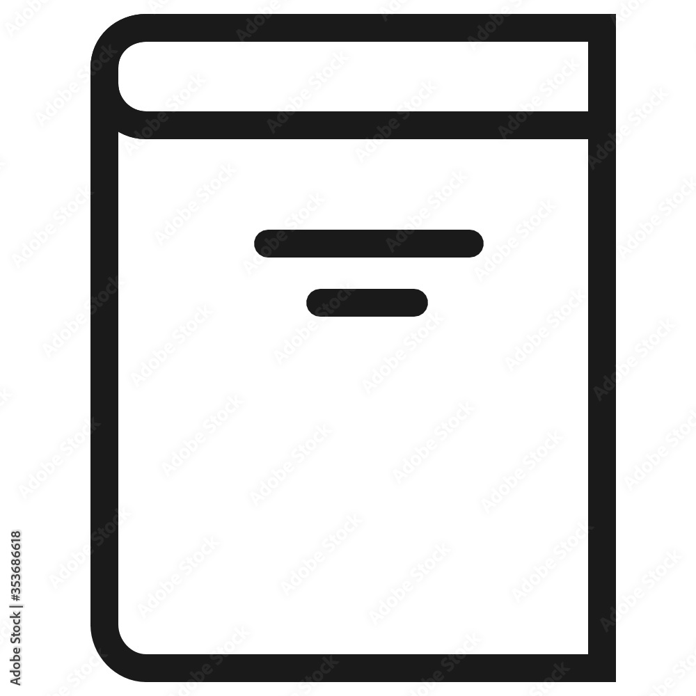 Icono plano ilustración a línea de cuaderno o libro de texto Icono plano ilustración a línea de cuaderno o libro de texto