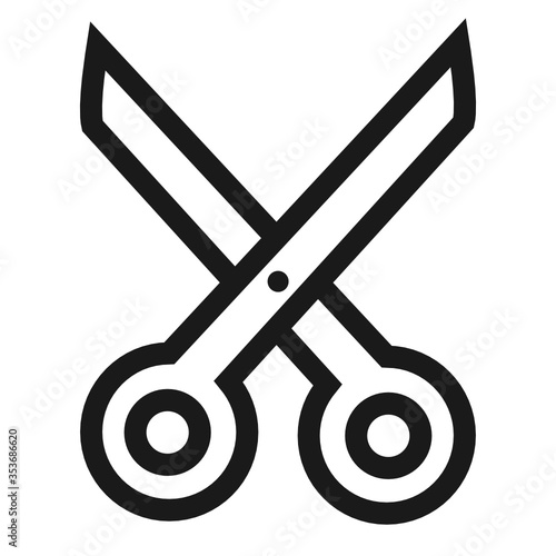 Icono plano ilustración a línea de tijeras