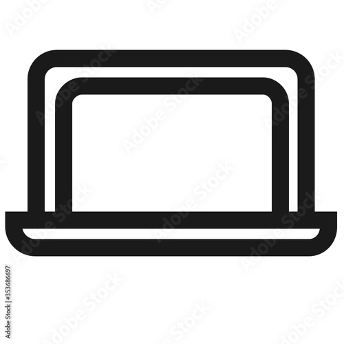 Icono plano ilustración a línea de ordenador portátil