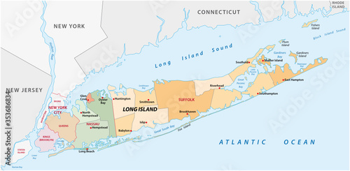 long island administrative and political vector map photo