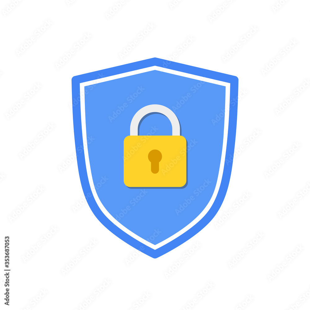 Vector shield with padlock icon design isolated on white background. Vector shield with padlock icon design isolated on white background.