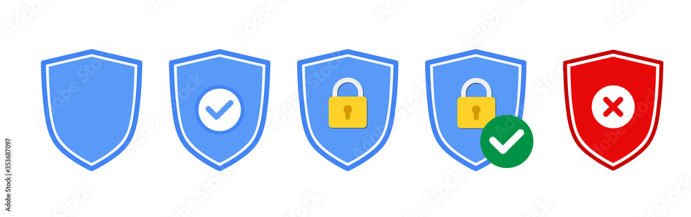 Vector shield icon set design isolated on white background. Vector shield icon set design isolated on white background.
