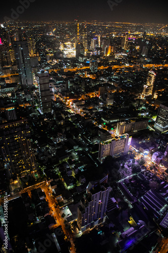 panoramic skyline of Bangkok by night from King Power Mahanakhon  Bangkok  Thailand