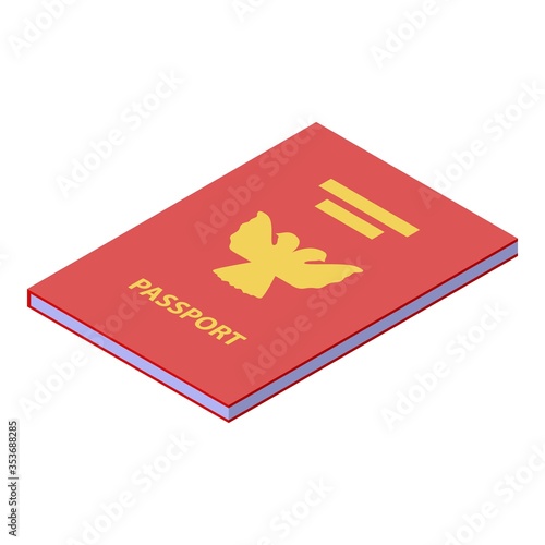 International passport icon. Isometric of international passport vector icon for web design isolated on white background