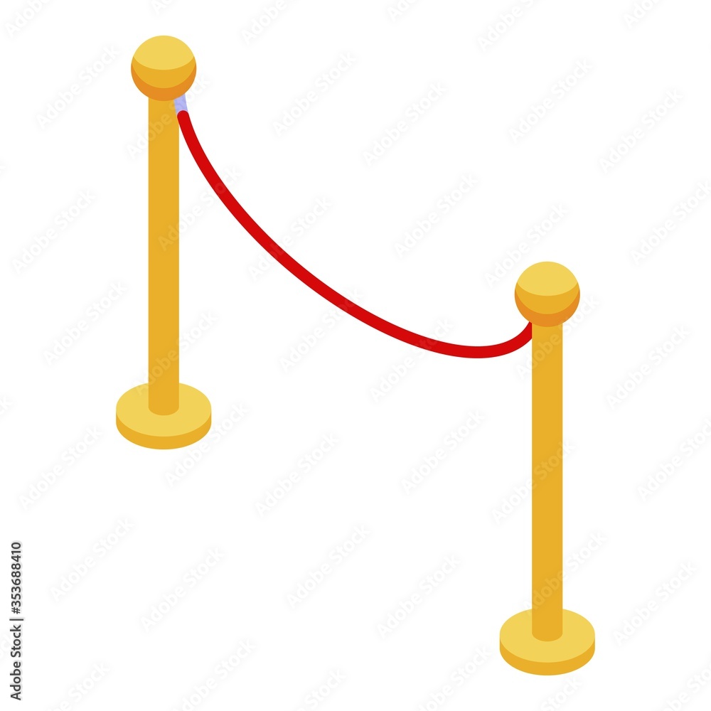 Museum wire barrier icon. Isometric of museum wire barrier vector icon for web design isolated on white background Museum wire barrier icon. Isometric of museum wire barrier vector icon for web design isolated on white background