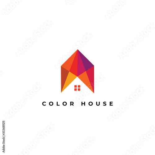 Free Download Creative House Logo Template - Real estate Logo Template - vector abstract colorful city, building composition sign, icon, logo isolated - Real estate logo with colorful house - GFXLoad