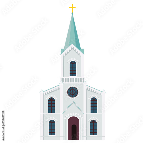 Catholic church. Isolated vector image on a white background in a flat style.