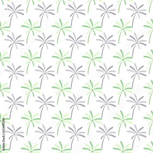 palm trees with white background seamless repeat pattern