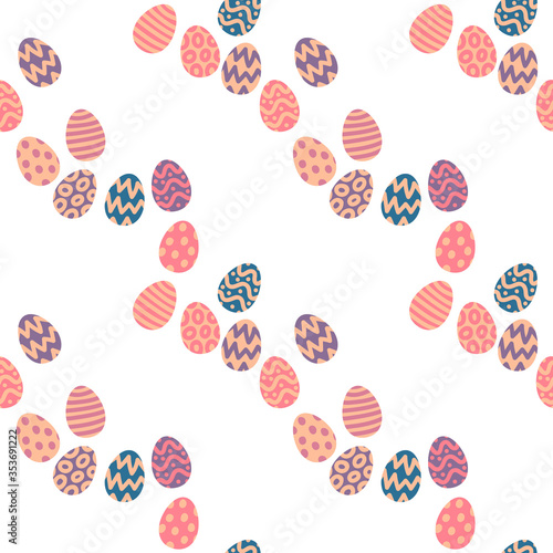 Easter eggs seamless pattern on transparent background. Repetitive vector illustration. 