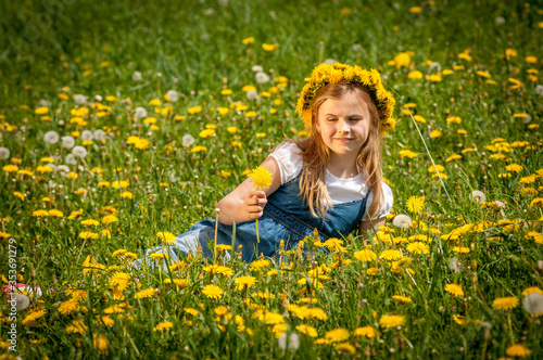 girl on a field of flowers