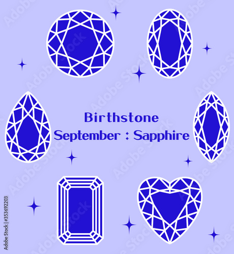 9月の誕生石：サファイアのイラストセット