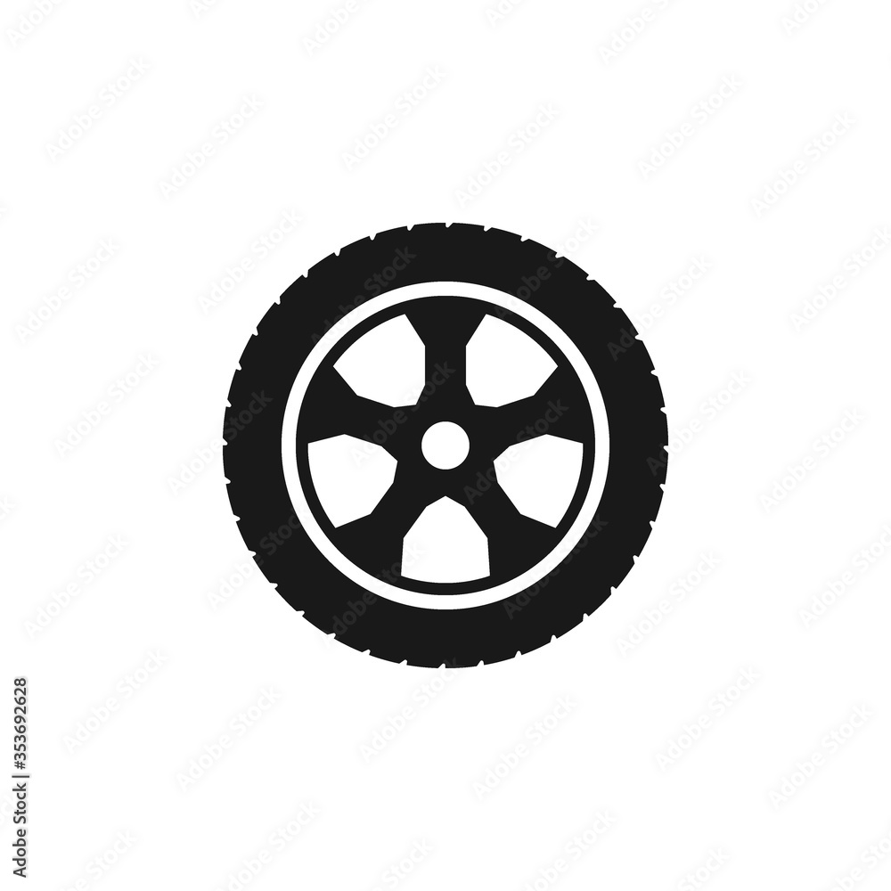 Tire and wheel icon flat vector illustration Tire and wheel icon flat vector illustration
