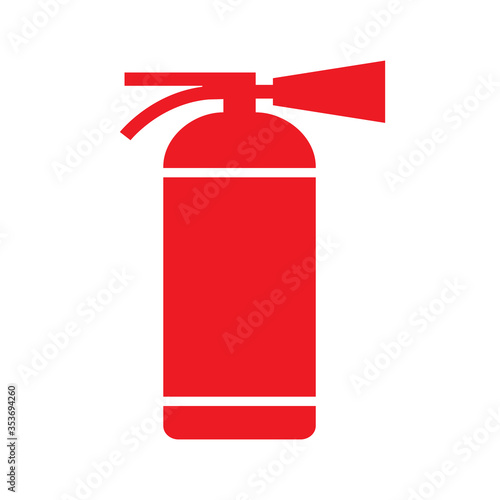 Flat vector illustration red fire extinguisher icon on white background. Fire safety.
