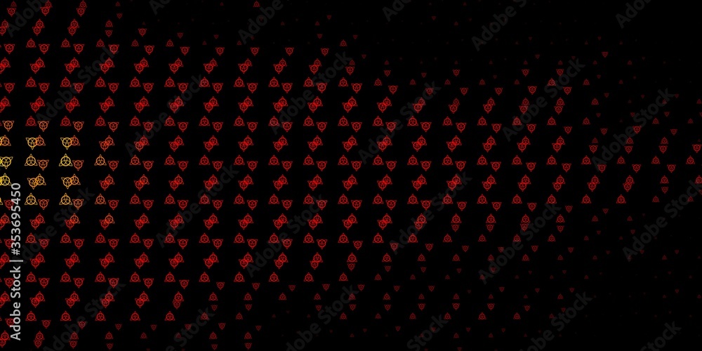 Dark Red, Yellow vector template with esoteric signs.