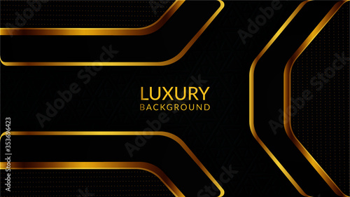 Beautiful blue and gold colored designed luxury vector background with detailed decorations