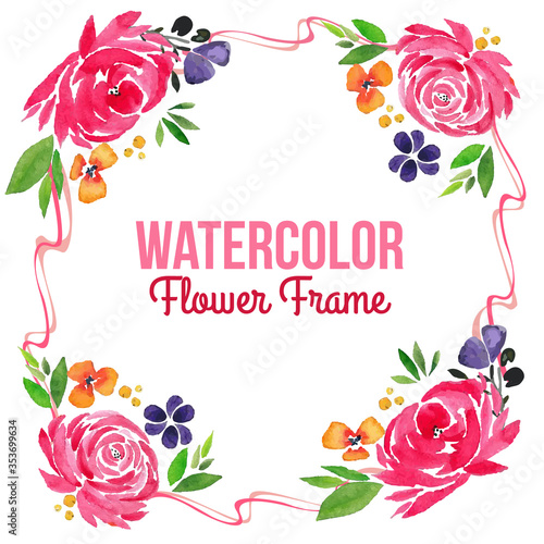 frame with floral watercolor ornate