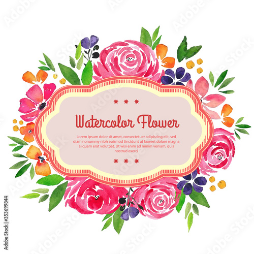 garden flower watercolor template spring rose
