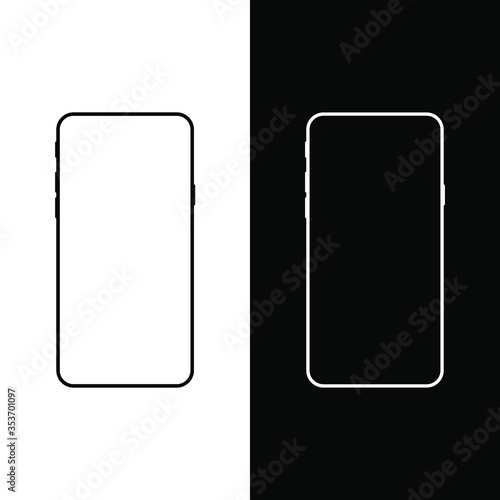 Mockup phone with white screen. Smartphone The shape of a modern mobile phone is designed to place ads or images on the screen.