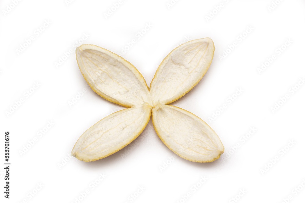 Single orange peel isolated on a white background Single orange peel isolated on a white background
