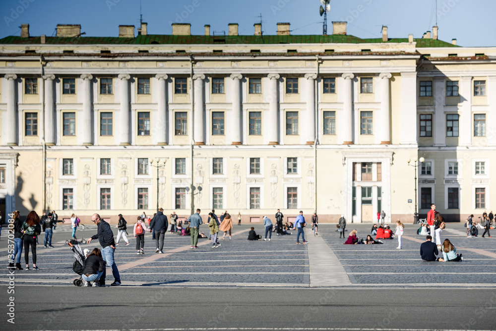 Russia, Saint Petersburg, may 23, 2020: residents of Saint Petersburg went for a walk