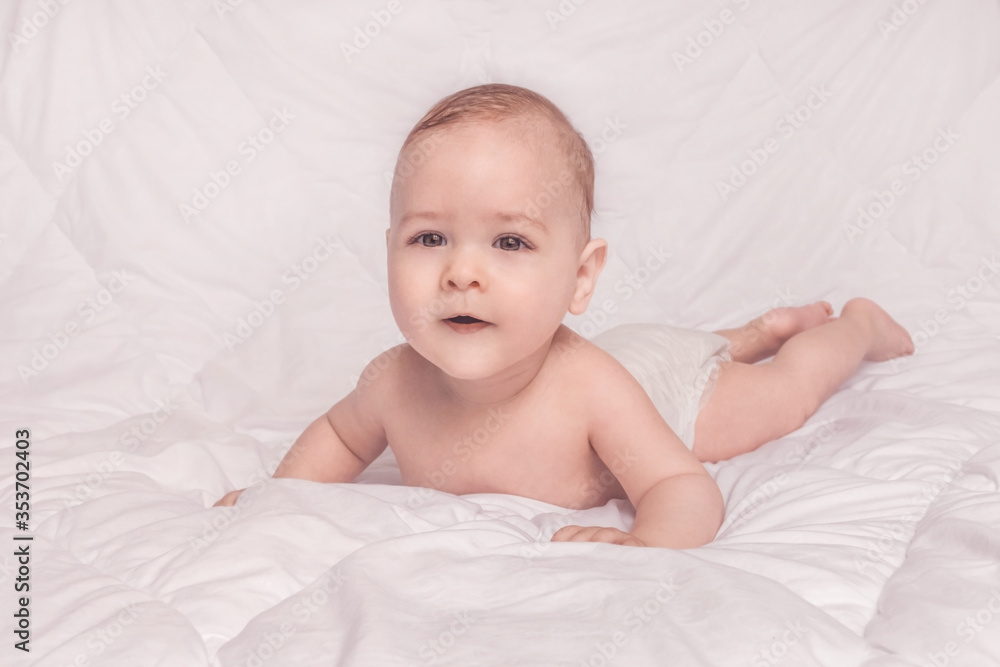 Sweet little baby boy portrait on white background Sweet little baby boy portrait on white background