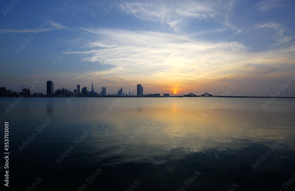 Bahrain skyline at sunset, HDR image