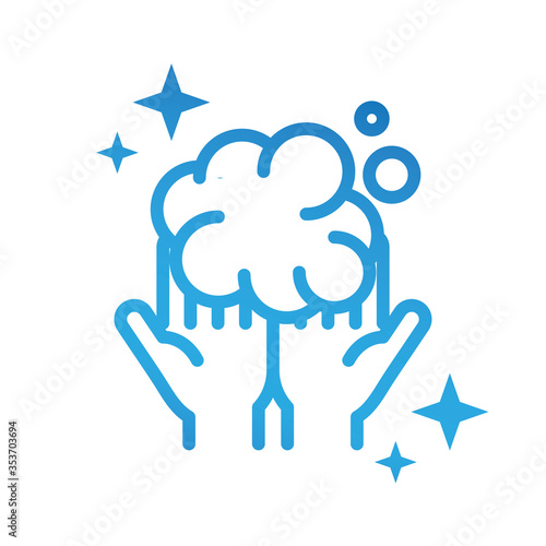 personal hand hygiene, hands bubbles foam disease prevention and health care gradient style icon