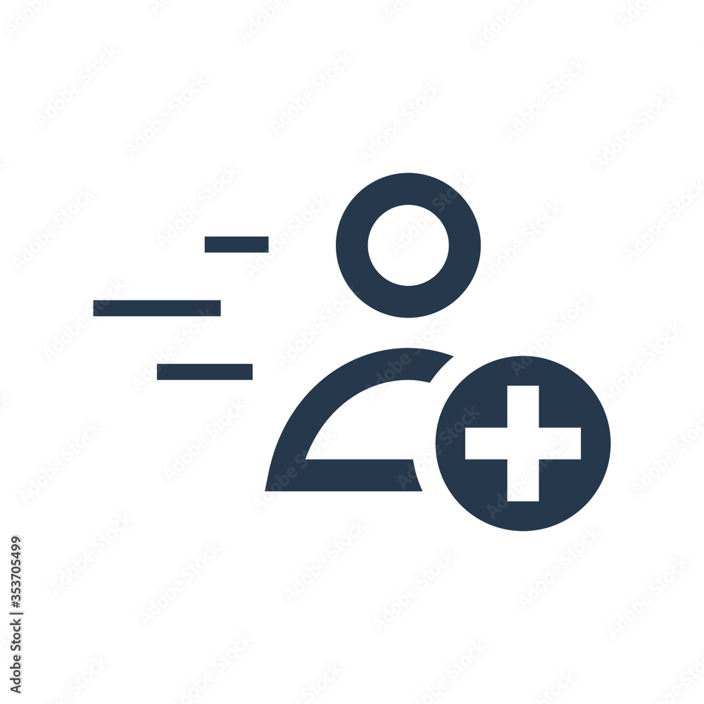 Obraz premium Quick registration line vector icon. People vector symbol. Avatar with plus icons set for web design. Modern flat web profile icon for app design. User face minimal flat linear icons