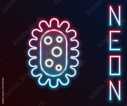 Glowing neon line Virus icon isolated on black background. Corona virus 2019-nCoV. Bacteria and germs, cell cancer, microbe, fungi. Colorful outline concept. Vector. Illustration