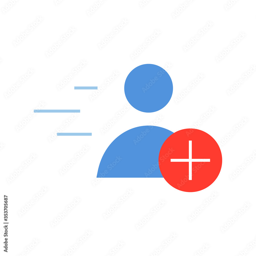 Fototapeta premium Quick registration line vector icon. People vector symbol. Avatar with plus icons set for web design. Modern flat web profile icon for app design. User face minimal flat linear icons