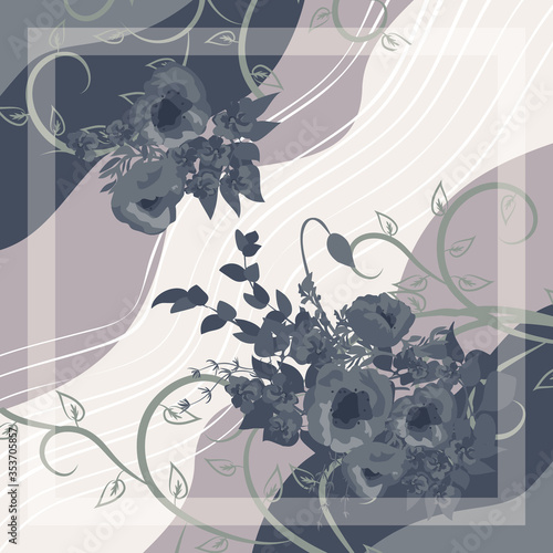 Abstract scarf print. Modern art style. Cute background for shawl print, textile, covers. Bandana, pareo, pillow, home textile design