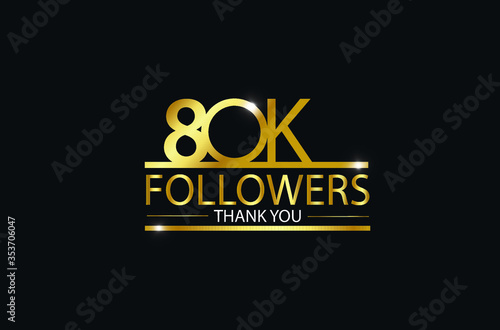 80K, 80.000 Followers Thank you celebration logotype. For Social Media, Instagram  - Vector