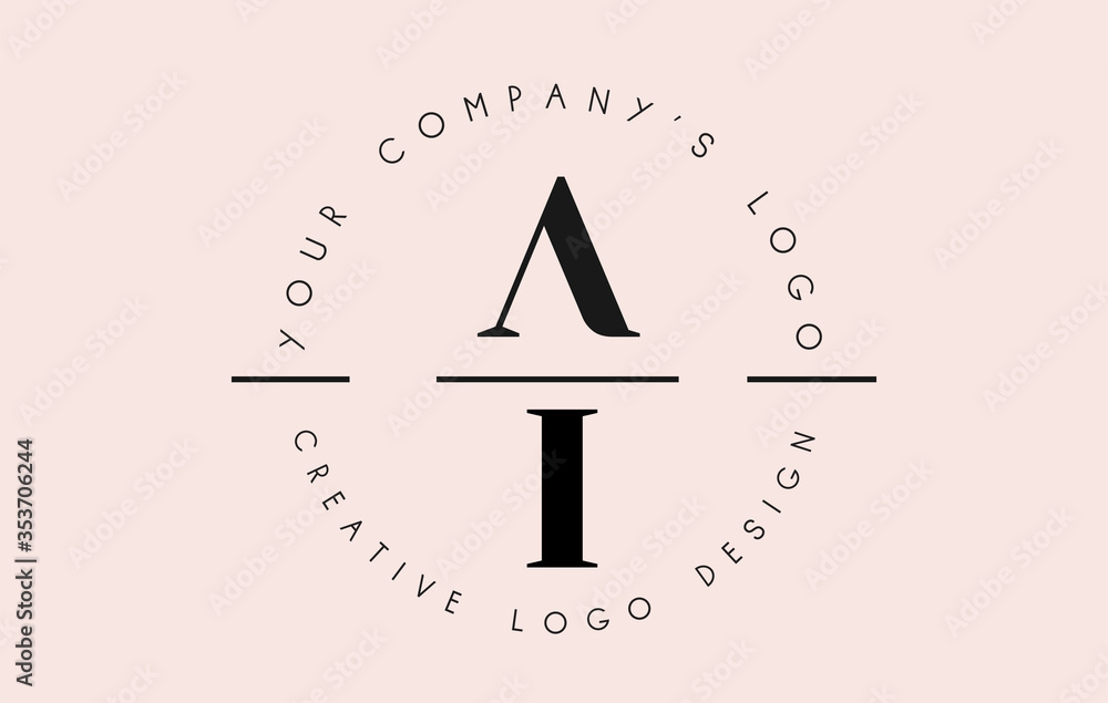 Letters AI A I Logo set as a stamp or personal signature. Simple AH Icon with Circular Name Pattern. Letters AI A I Logo set as a stamp or personal signature. Simple AH Icon with Circular Name Pattern.
