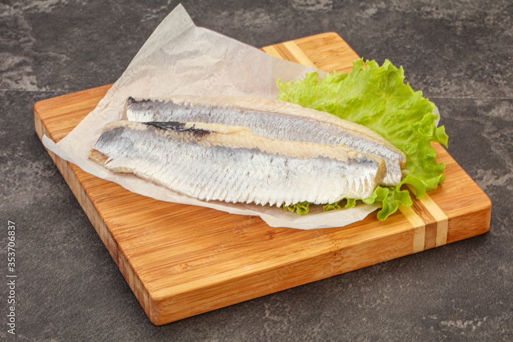 Herring fillet with salad leaves Herring fillet with salad leaves