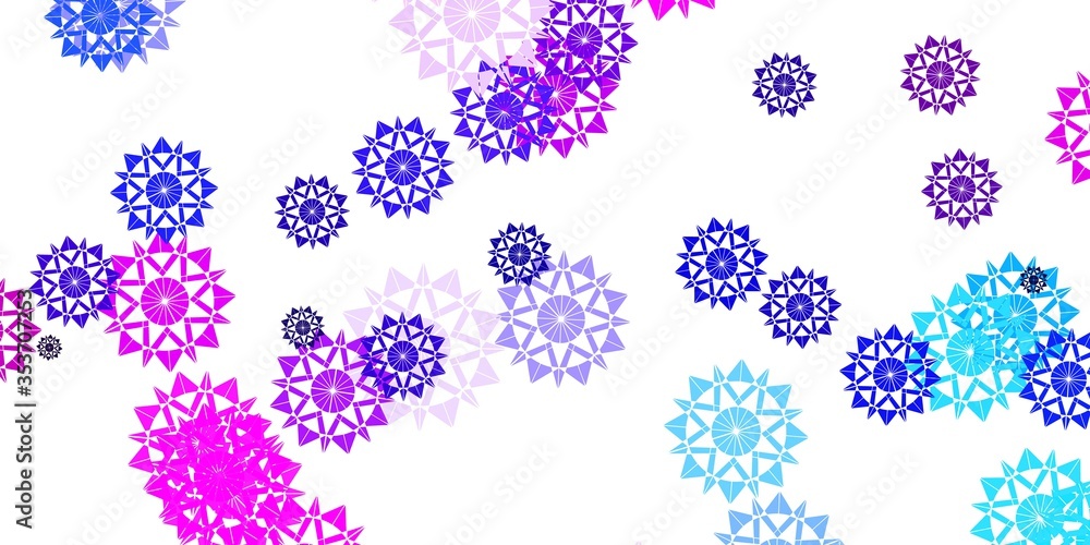 Light Pink, Blue vector layout with beautiful snowflakes.