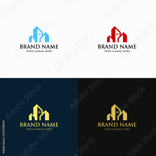 Flat real estate business logo design template vector illustration. modern and elegant and line art or leaner style design. Home icon design for the company.