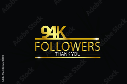 94K, 94.000 Followers Thank you celebration logotype. For Social Media, Instagram - Vector