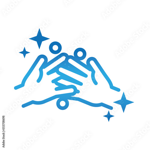 personal hand hygiene, rub hands together, disease prevention and health care gradient style icon