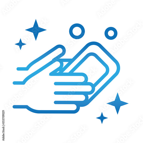 personal hand hygiene, washing hands soap disease prevention and health care gradient style icon