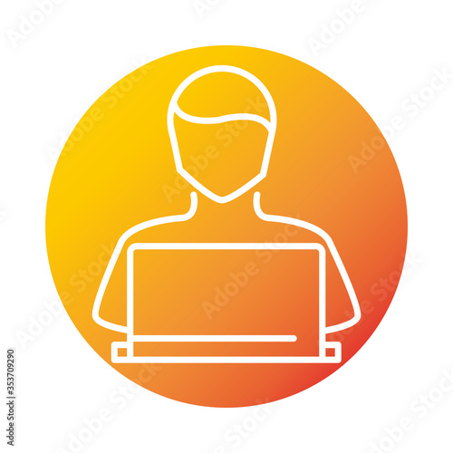 avatar using laptop online education and development elearning gradient style icon