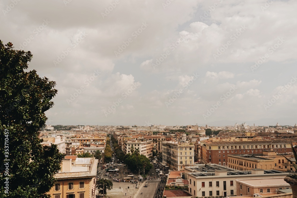 City of Rome seen through the top of the hill