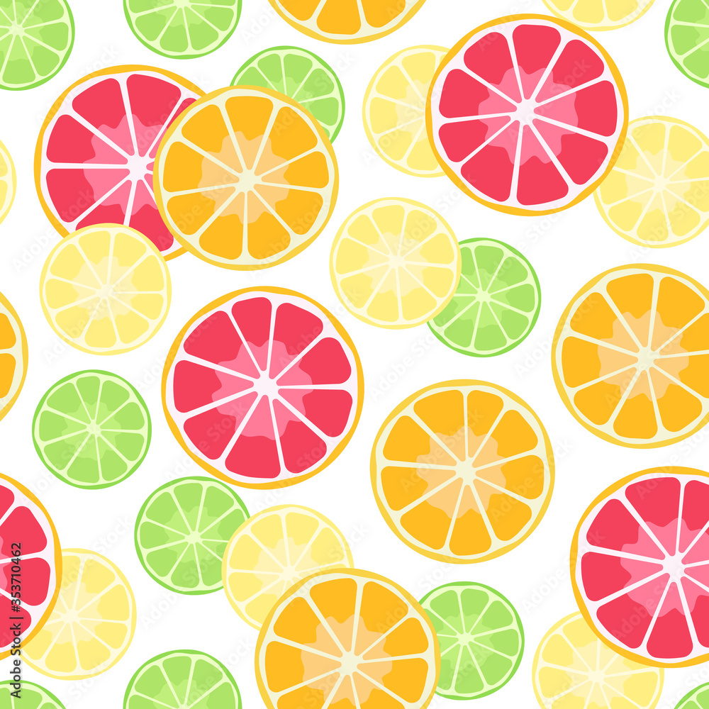 Colourful citrus fruits slices seamless pattern on transparent background. Colourful citrus fruits slices seamless pattern on transparent background.