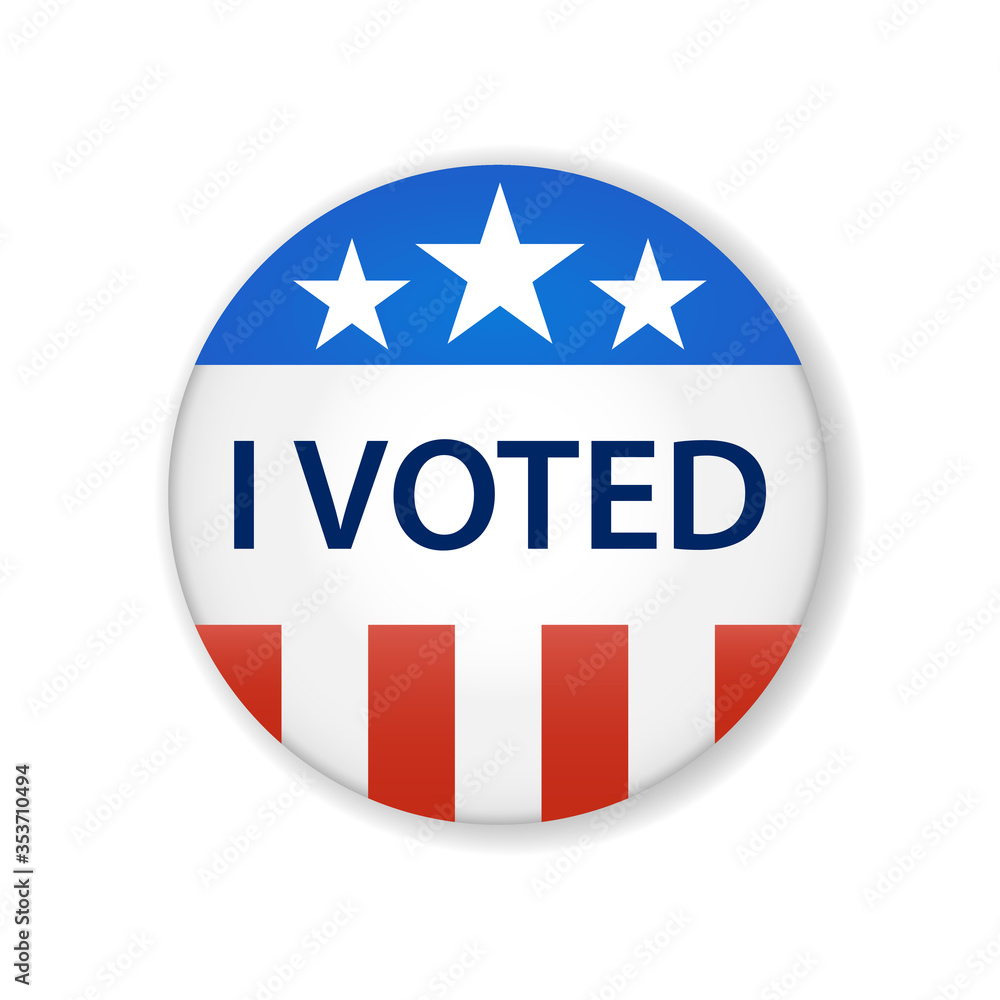 2020 United States of America presidential election button design. Badge USA election 2020 design. Patriotic stars and stripes theme. 2020 United States of America presidential election button design. Badge USA election 2020 design. Patriotic stars and stripes theme.