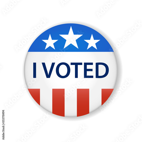 2020 United States of America presidential election button design. Badge USA election 2020 design. Patriotic stars and stripes theme.