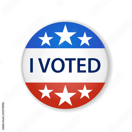 2020 United States of America presidential election button design. Badge USA election 2020 design. Patriotic stars and stripes theme.